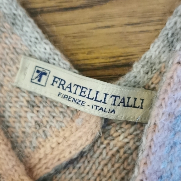 Fratelli Talli Heathered Knit Poncho Made In Italy - Picture 3 of 4